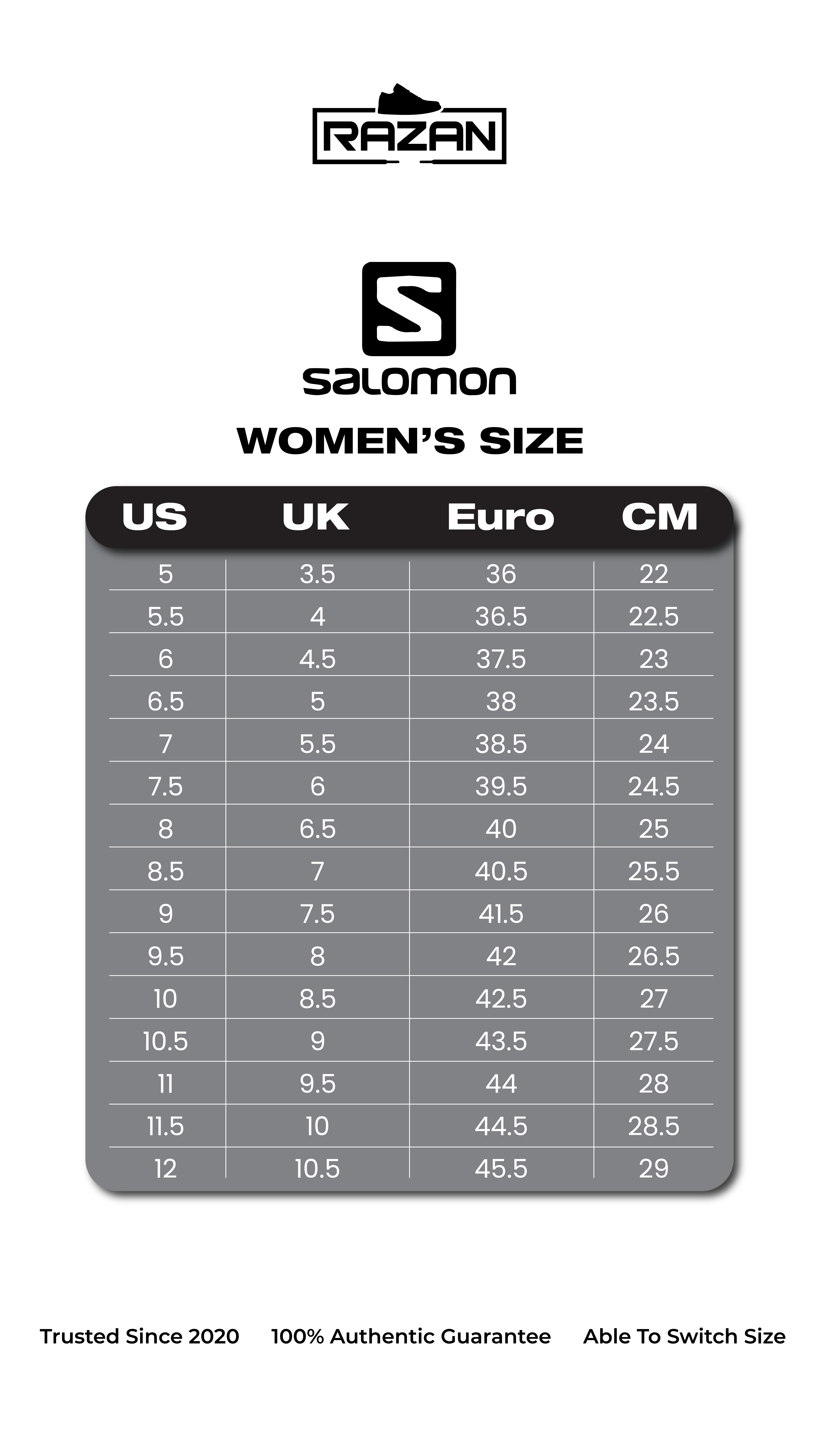 Size Chart - Razan Sneakers
