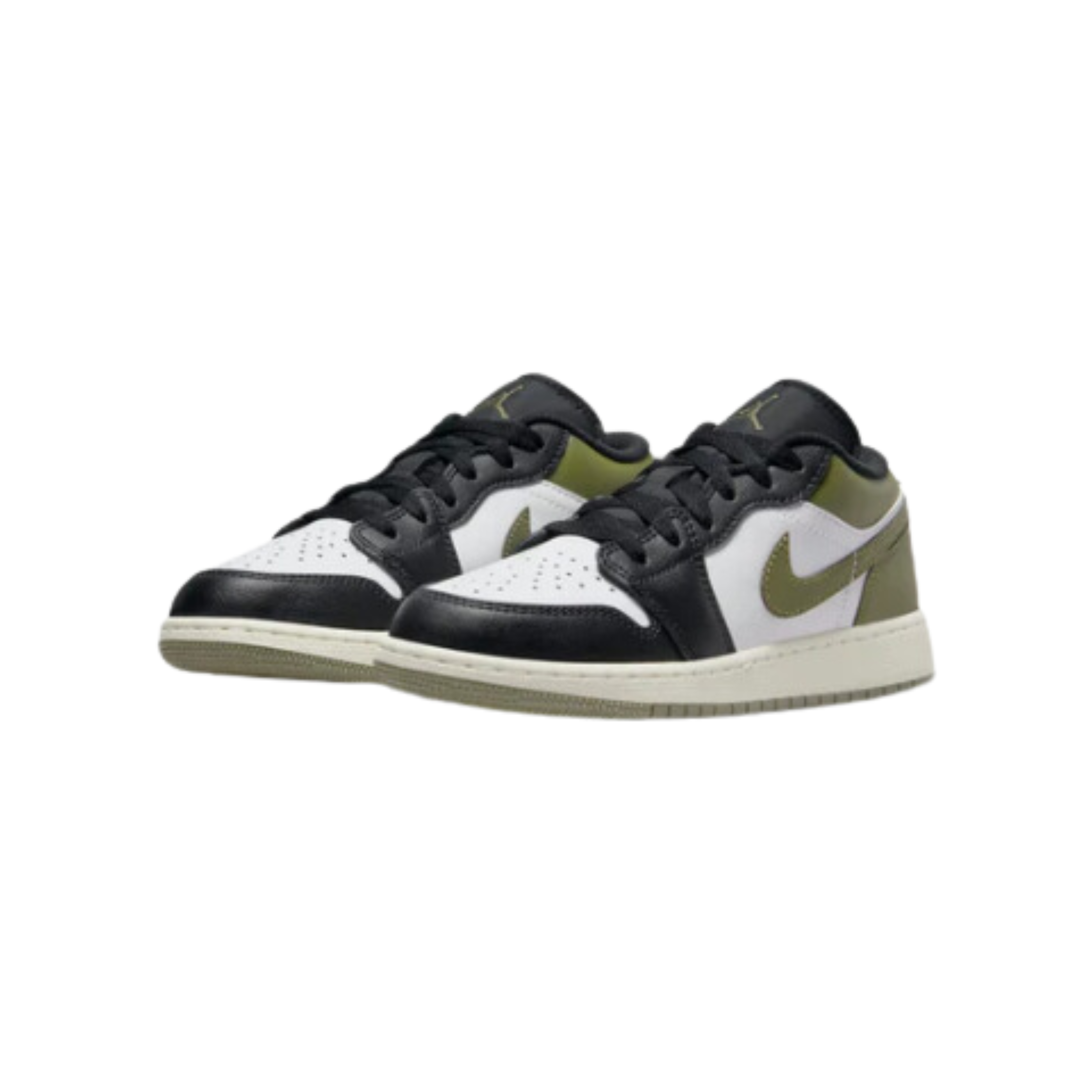 Air Jordan 1 Low Black Toe Medium Olive (GS) - Razan Sneakers